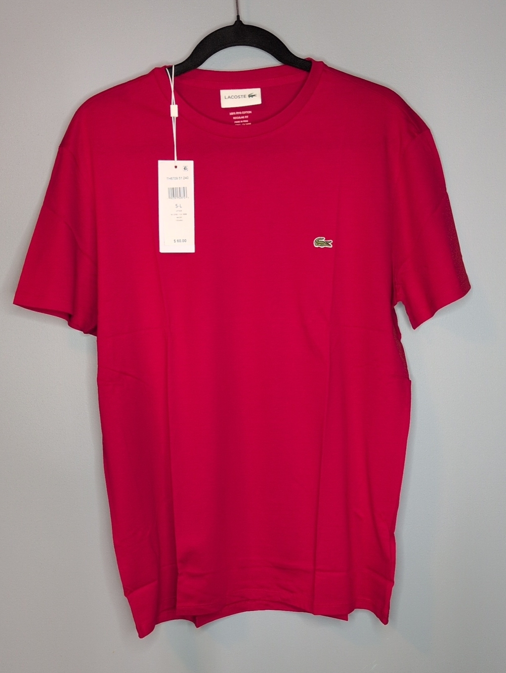 Lacoste Men's Short-Sleeve Crew Tee in Red Size L